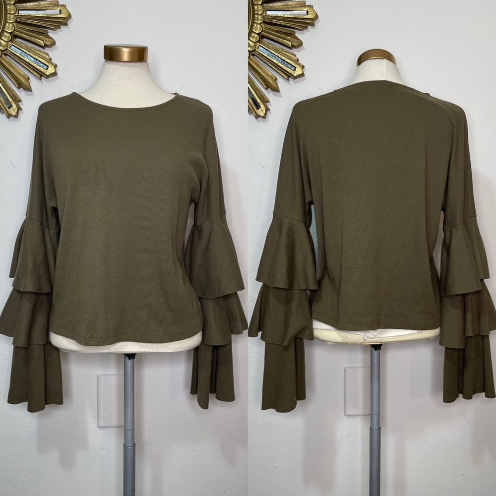 Lucy Wang Ruffle Tiered Long Sleeve Top